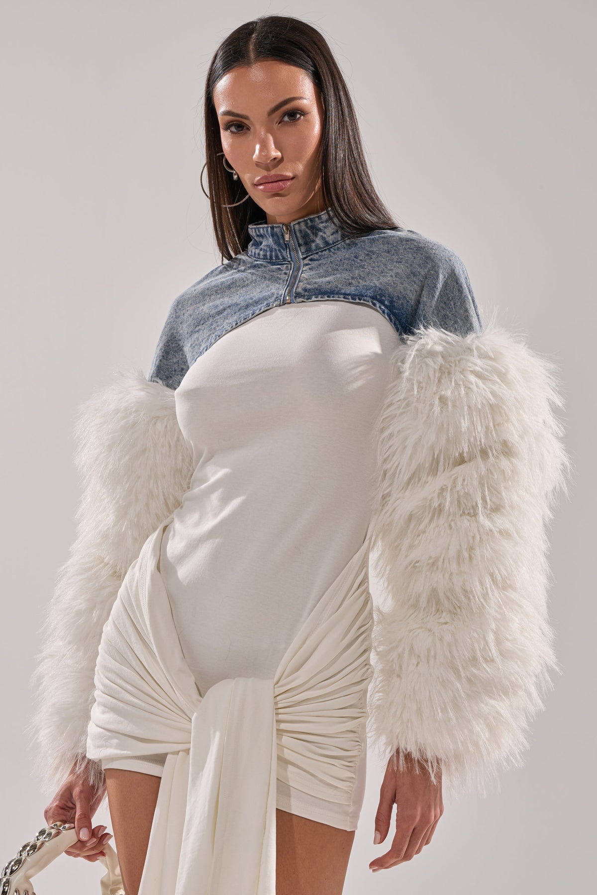 CELESTE FUR SLEEVE BOLERO