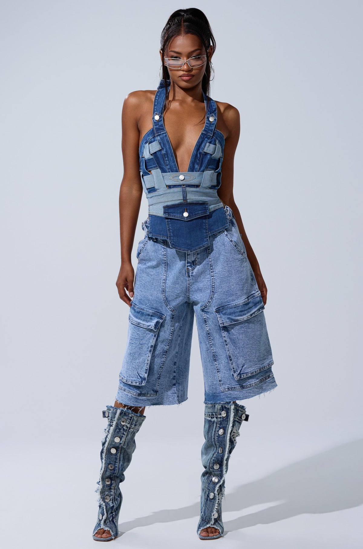 CATCH ME ABSTRACT DENIM CORSET