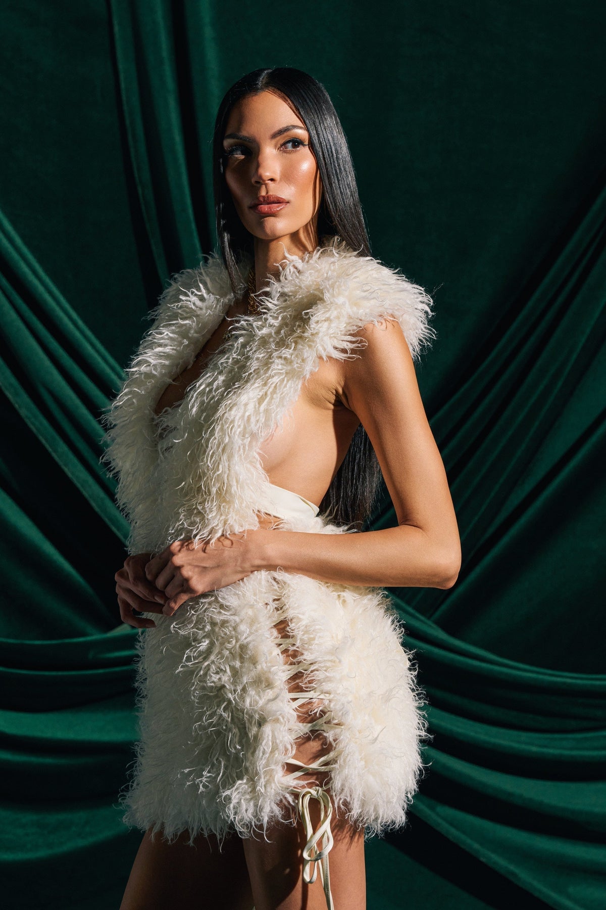 CALL ME CRAZY FUR MINI DRESS
