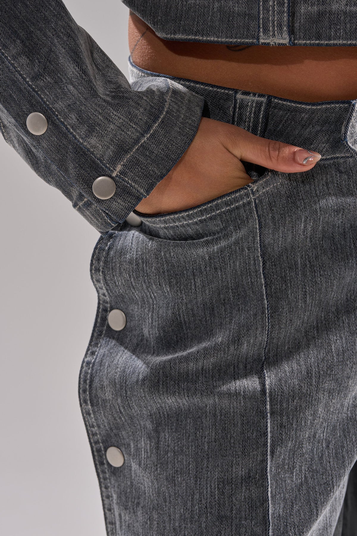 CATCHING EYES VELVET DENIM WIDE-LEG PANT