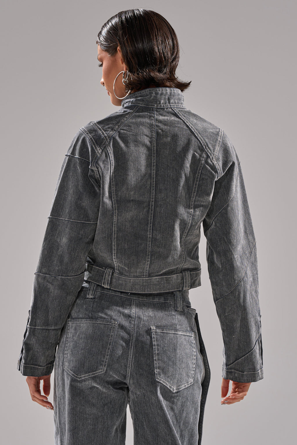 CATCHING EYES VELVET DENIM BLOUSE